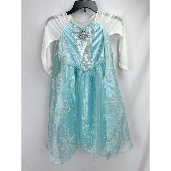 Disney Store Girls Frozen Elsa Blue Dress Costume Size 5/6 Musical Singing
